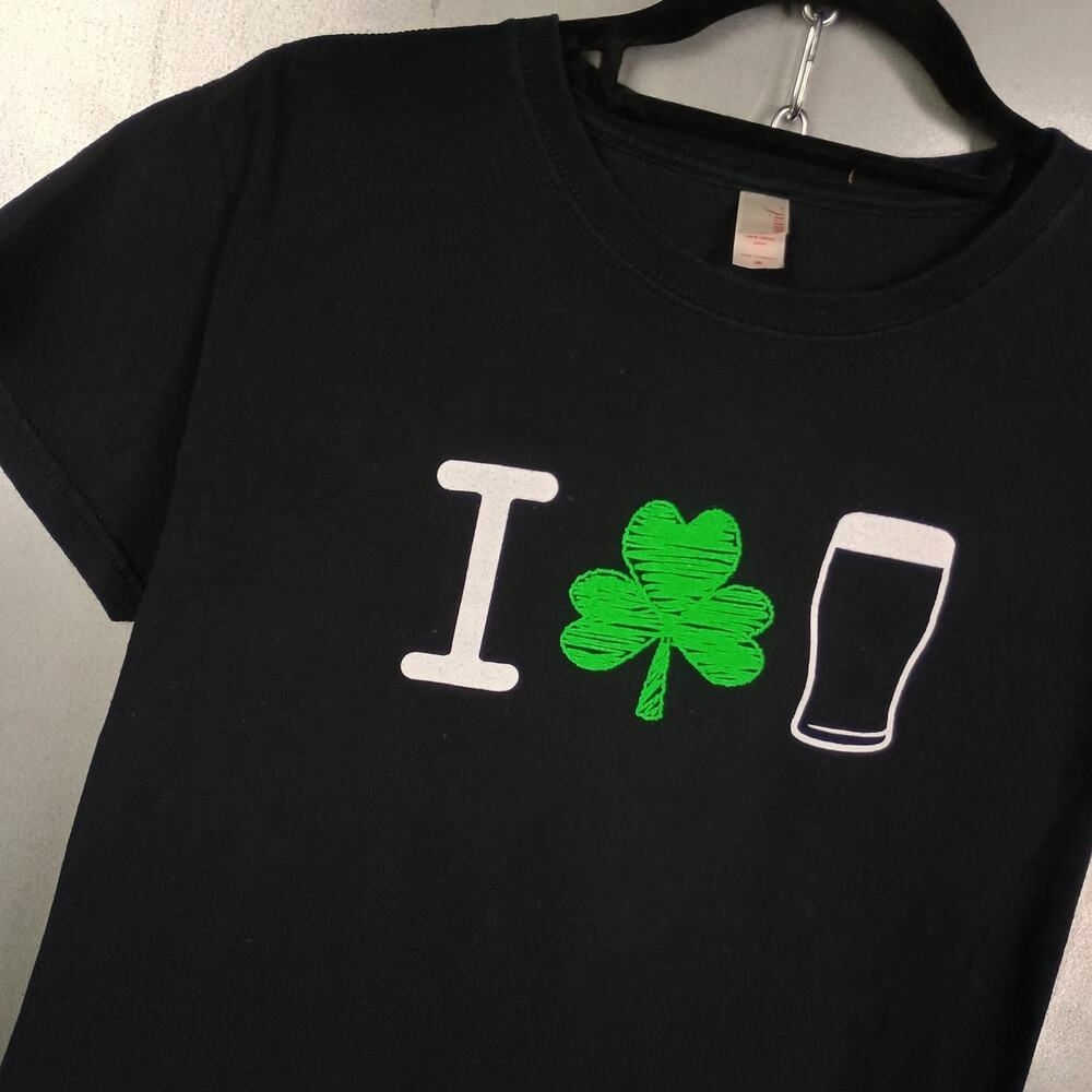 Guinness Shamrock St Patrick's Day Vintage Womens Top Medium Y2K Beer Pub Bar